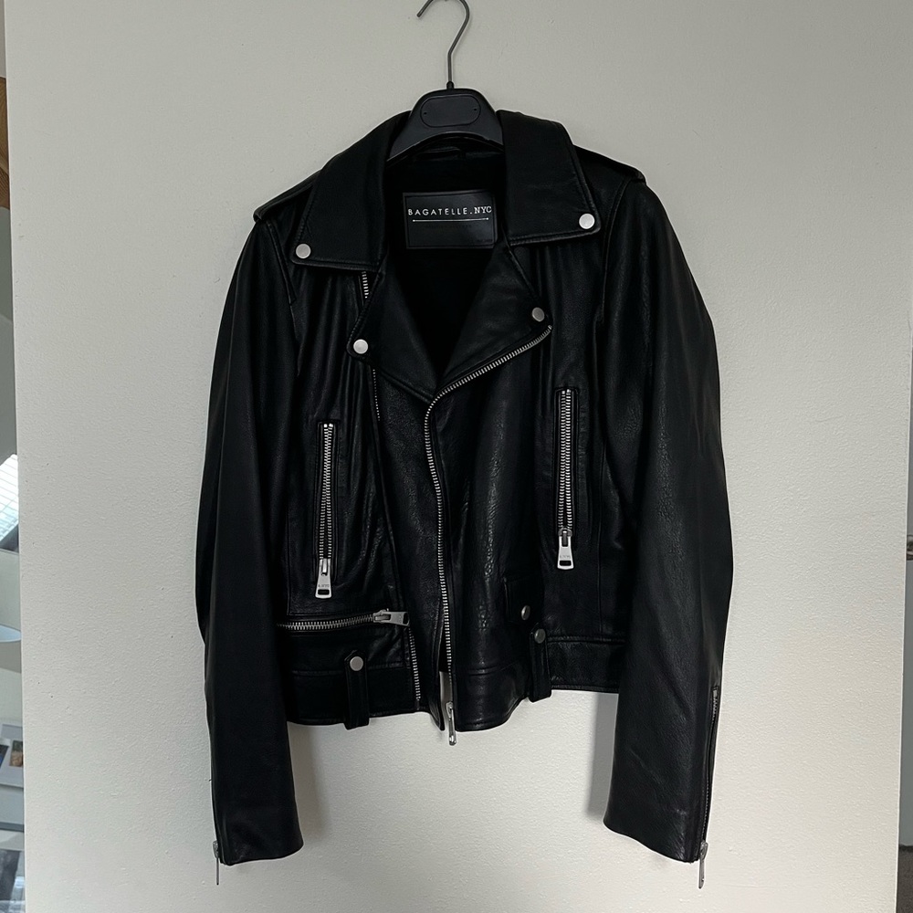 Bagatelle Classic Leather Motto Jacket